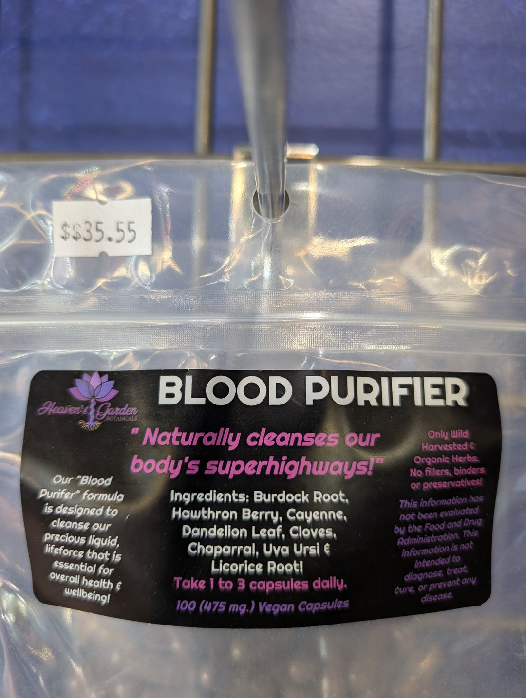 Blood Purifier Vegan 100 Capsules (475 mg.)