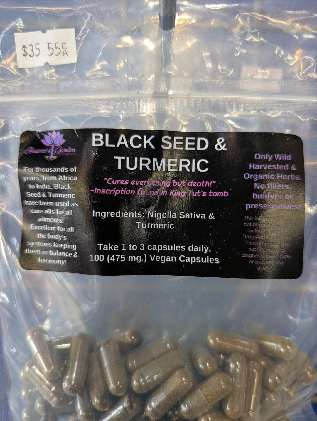 Black Seed & Turmeric Capsules (100 vegan 475 mg.)