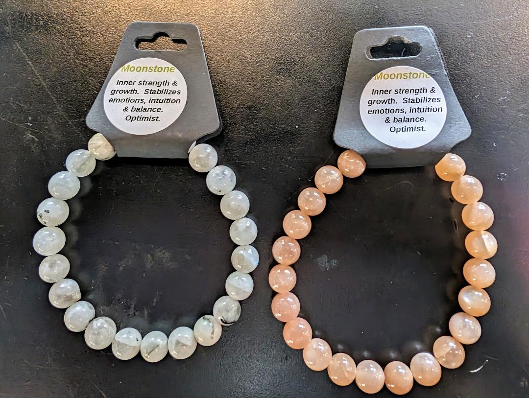 Rainbow & Peach Moonstone Bracelets