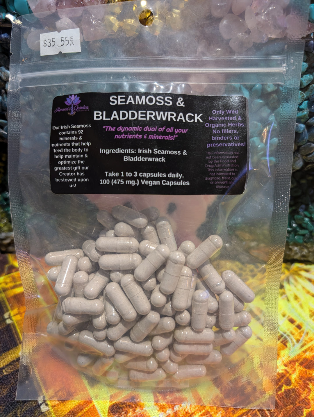 IRISH SEAMOSS & BLADDERWRACK 100 CAPSULES (475mg. vegan )